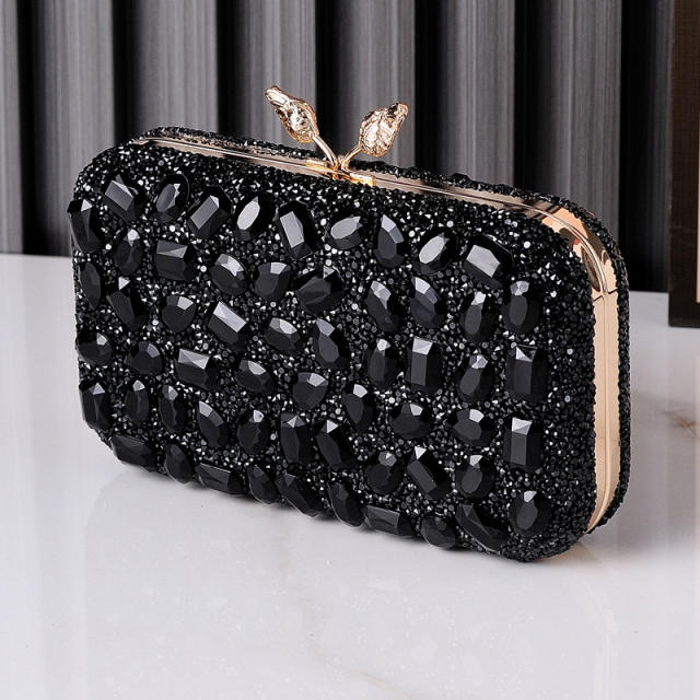 Delicate colorful glass crystal statement evening bag clutch bag