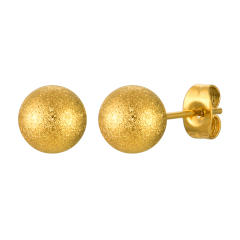 Simple frosted smooth ball bead stainless steel studs earrings 8mm