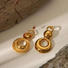 Chunky geometric circle dangle earring stainless steel earrings
