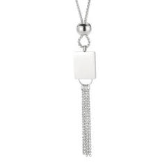 Fashion stainless steel square round beads long necklace