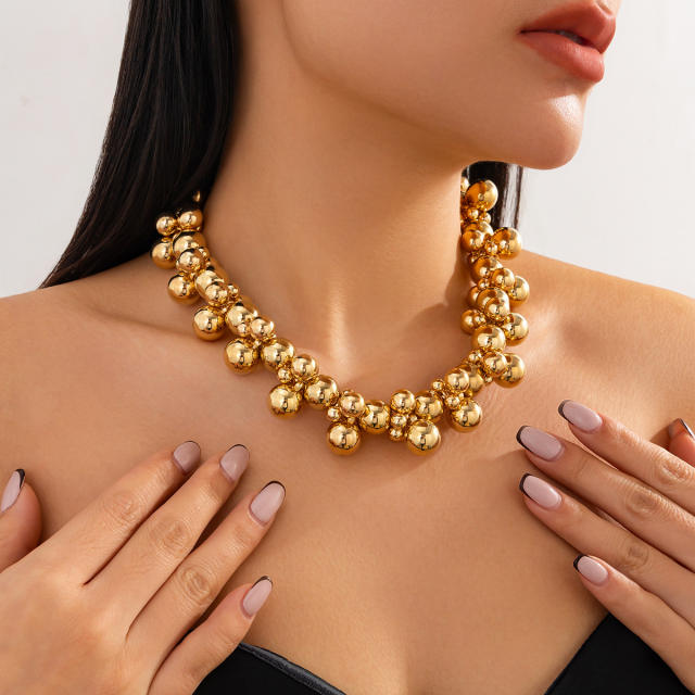 Baroque Imitation Pearl Necklace irregular ball bead choker necklace