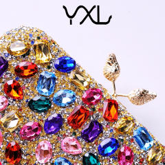 Delicate colorful glass crystal statement evening bag clutch bag