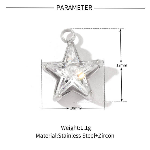 DIY jewelry accessory stainless steel diamond charms for bracelet necklace 3pcs price