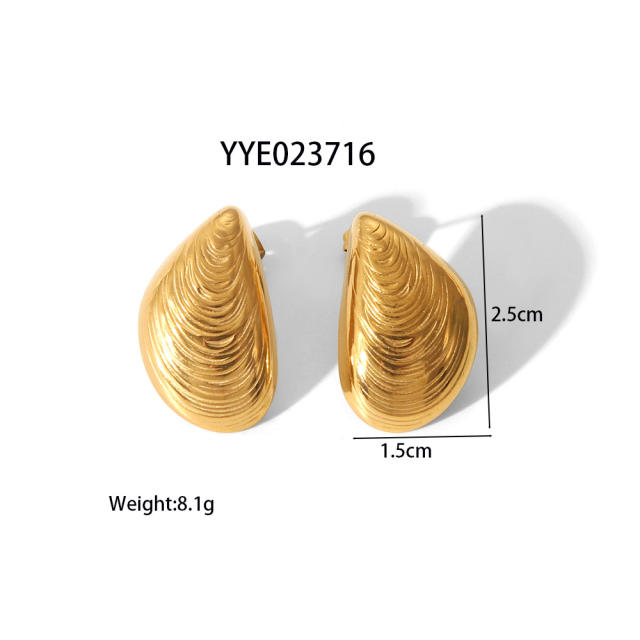 Unique conch shape summer big stainless steel earrings studs earrings