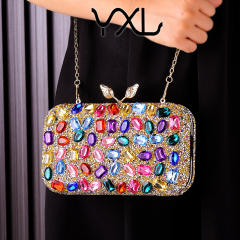 Delicate colorful glass crystal statement evening bag clutch bag