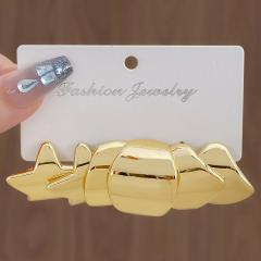 Chunky gold silver black metal earrings set