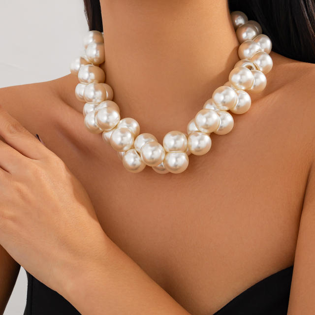 Baroque Imitation Pearl Necklace irregular ball bead choker necklace