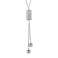 Simple stainless steel gold steel ball necklace fashionable elegant cylindrical long diamond necklace