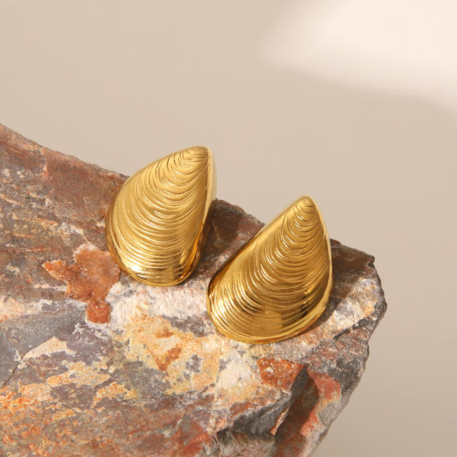 Unique conch shape summer big stainless steel earrings studs earrings