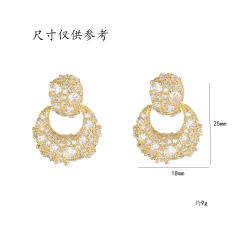 Delicate cubic zircon setting bubble drop circle heart copper earrings