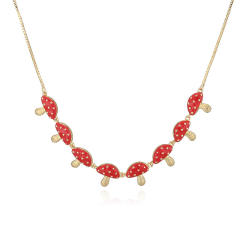 Creative enamel mushroom copper necklace