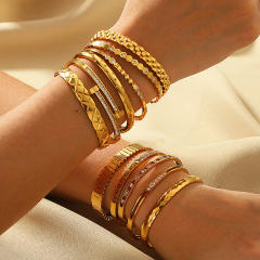 Delicate cubic zircon statement stainless steel bangle gold bangle
