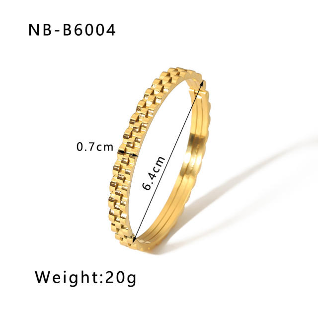 Delicate cubic zircon statement stainless steel bangle gold bangle