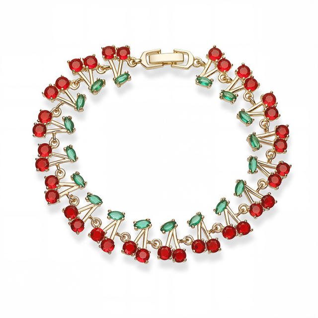 Delicate full diamond cherry copper bracelet tennis bracelet