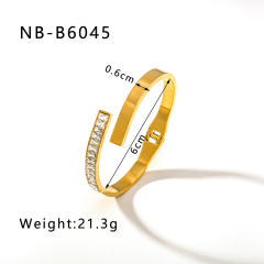 Delicate cubic zircon statement stainless steel bangle gold bangle