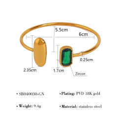 Easy match geometric cubic zircon stainless steel bangle cuff bangle