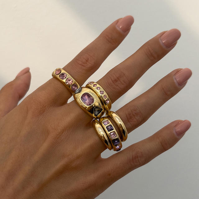 Chunky colorful rhinestone statement rings set