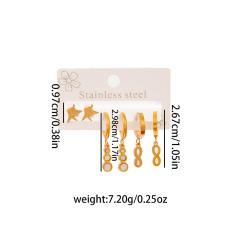 Concise infinity symbol stainless steel earrings set