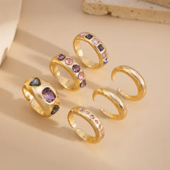 Chunky colorful rhinestone statement rings set