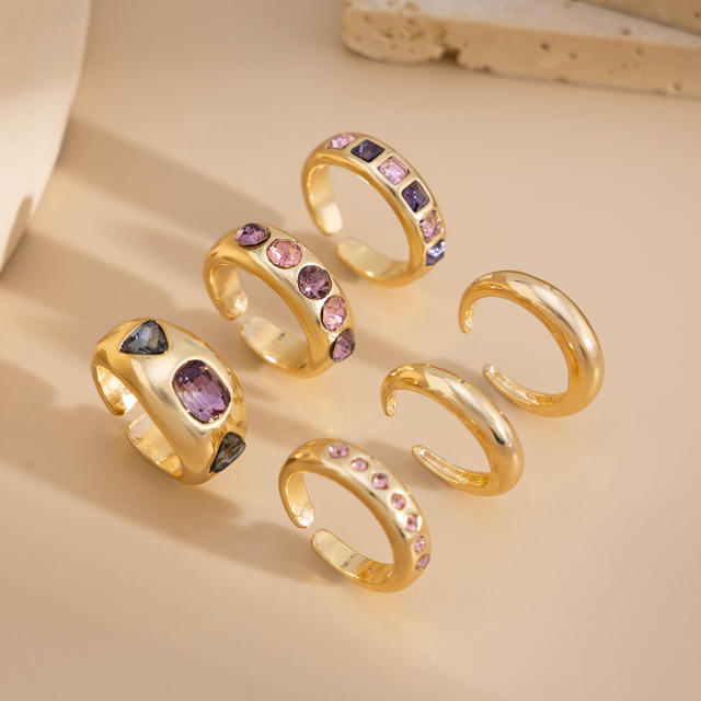 Chunky colorful rhinestone statement rings set