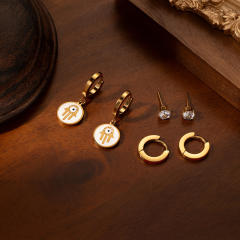 Concise hasma hand stainless steel earrings set