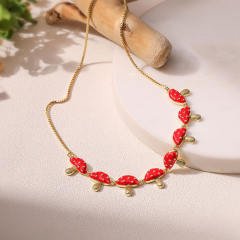 Creative enamel mushroom copper necklace