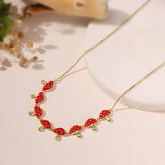 Creative enamel mushroom copper necklace