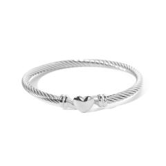 Heart wire rope bracelet 18k gold diamond stainless steel bangle