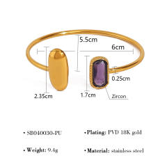 Easy match geometric cubic zircon stainless steel bangle cuff bangle