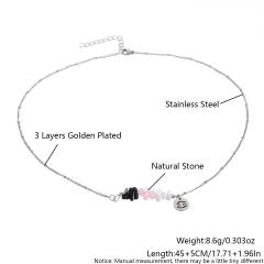 Colorful natural stone zodic charm stainless steel necklace with card