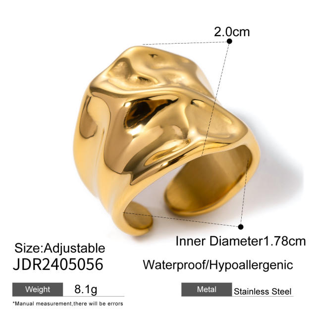 Chunky gold color pearl bead ball bead design stainless steel rings