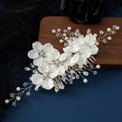 Korean fashion white shell flower handmade hair combs for bridal