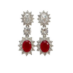 Delicate ruby cubic zircon statement dangle earrings drop earrings