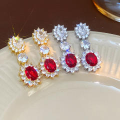 Delicate ruby cubic zircon statement dangle earrings drop earrings