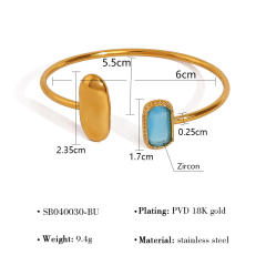 Easy match geometric cubic zircon stainless steel bangle cuff bangle