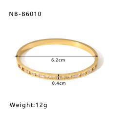 Delicate cubic zircon statement stainless steel bangle gold bangle