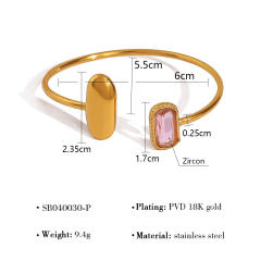 Easy match geometric cubic zircon stainless steel bangle cuff bangle