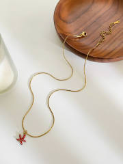 Handmade Enamel Starfish Pendant Necklace women stainless steel necklace
