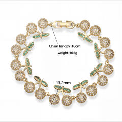Delicate full diamond cherry copper bracelet tennis bracelet