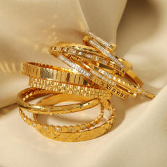 Delicate cubic zircon statement stainless steel bangle gold bangle