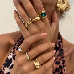 Chunky colorful rhinestone statement rings set
