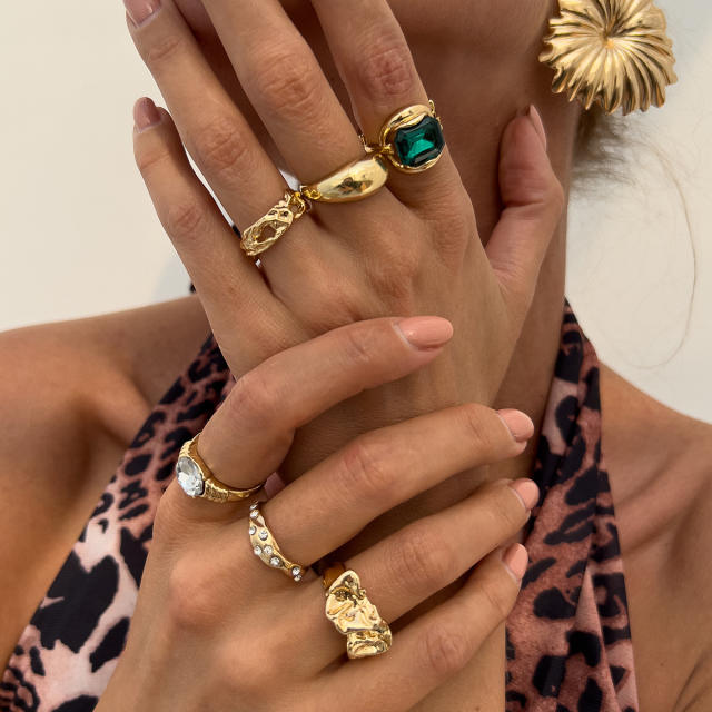 Chunky colorful rhinestone statement rings set