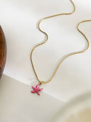 Handmade Enamel Starfish Pendant Necklace women stainless steel necklace