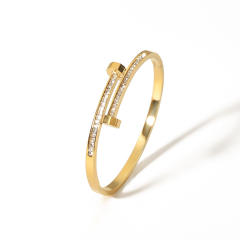 Delicate cubic zircon statement stainless steel bangle gold bangle