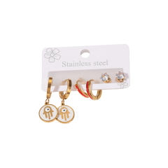 Concise hasma hand stainless steel earrings set