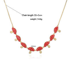 Creative enamel mushroom copper necklace