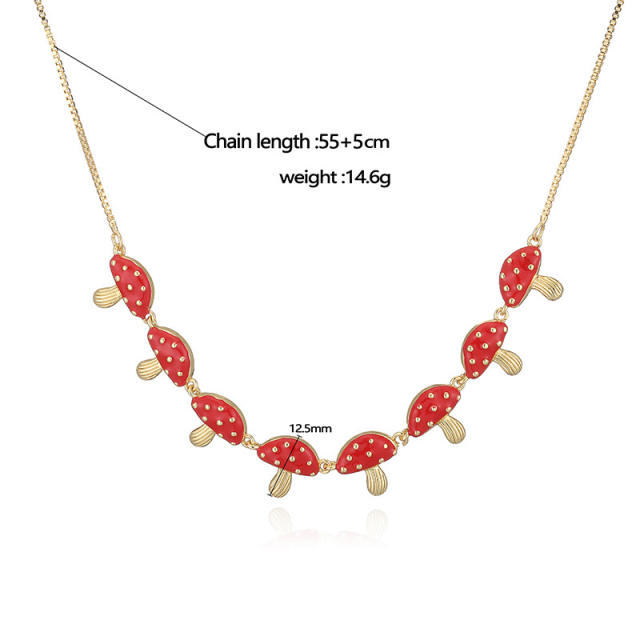 Creative enamel mushroom copper necklace