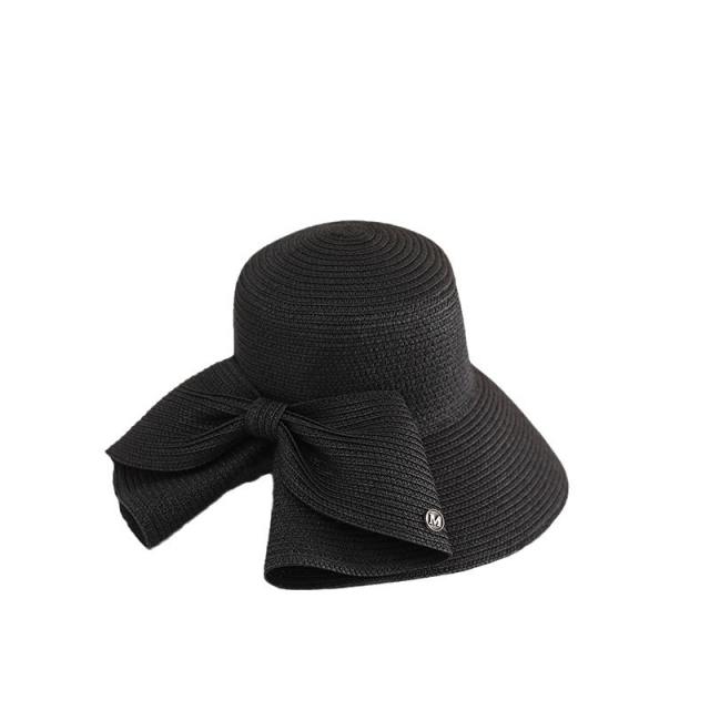 Sunscreen Straw Hat Summer Travel All-match Bow Open Eaves Sunshade bucket hat