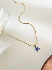 Handmade Enamel Starfish Pendant Necklace women stainless steel necklace