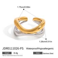 Chunky gold color pearl bead ball bead design stainless steel rings